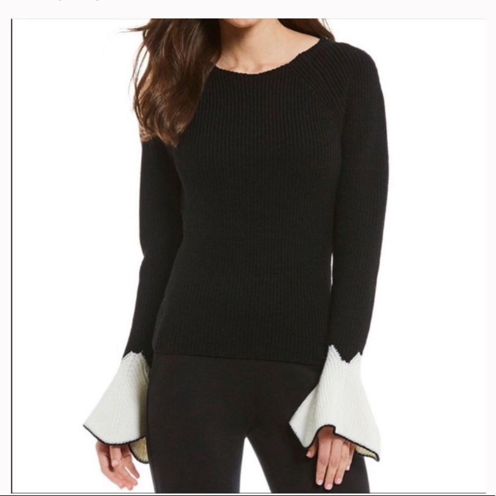 Antonio Melani Black Wool Sweater with Bell Sleeves